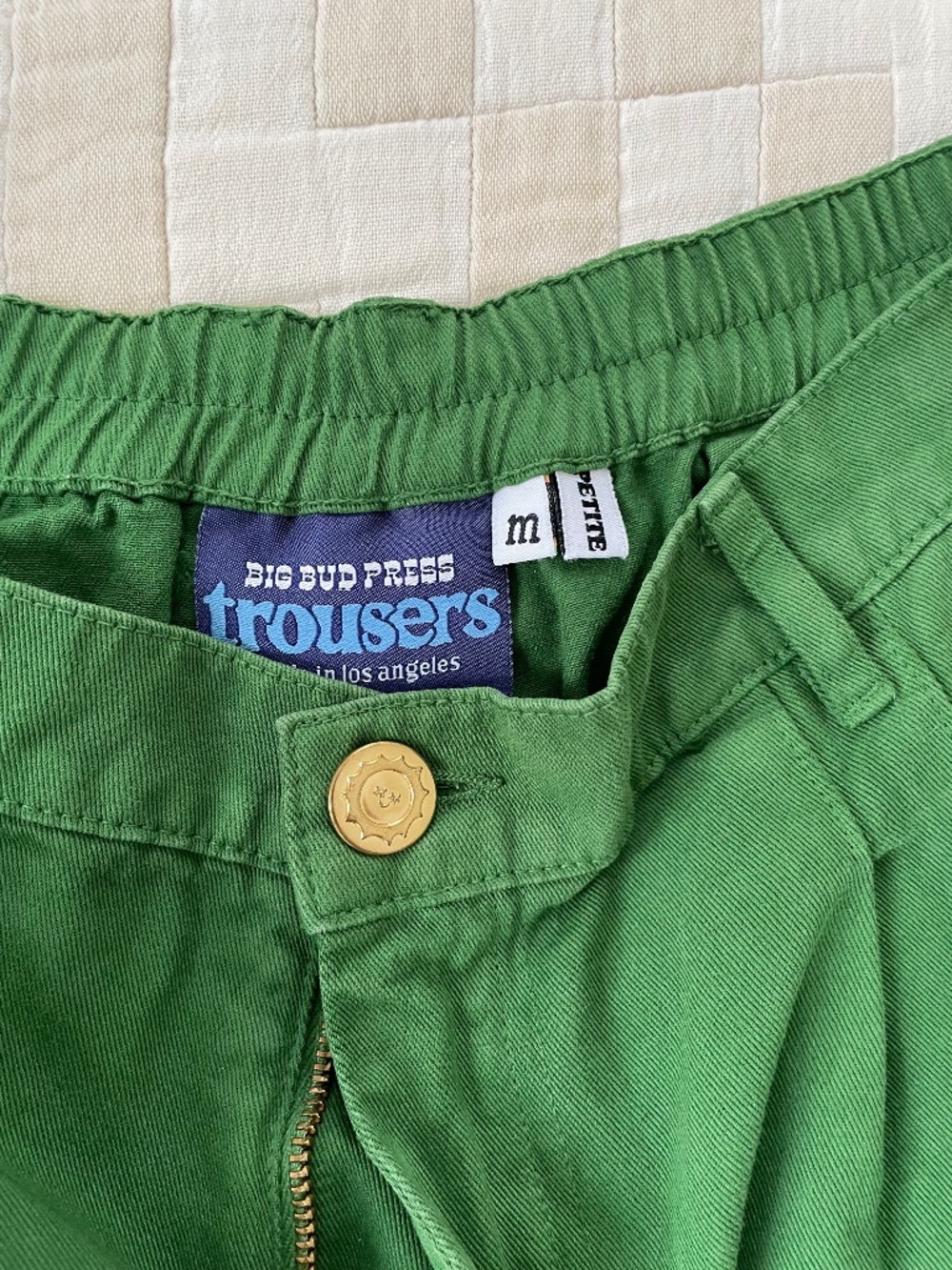 lawn green big bud press trousers
